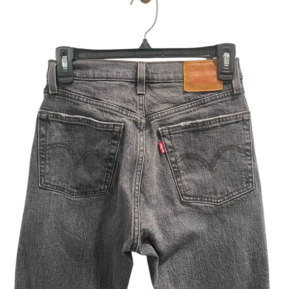 Levi’s 501 Hi-Rise Button Fly Fray Hem Jeans Gray Women’s 24 - Picture 5 of 16
